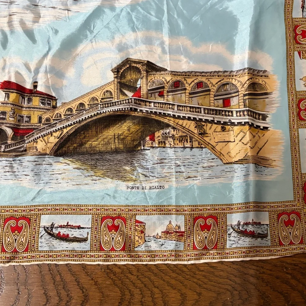 Elegant Blue and Gold Venezia Scarf